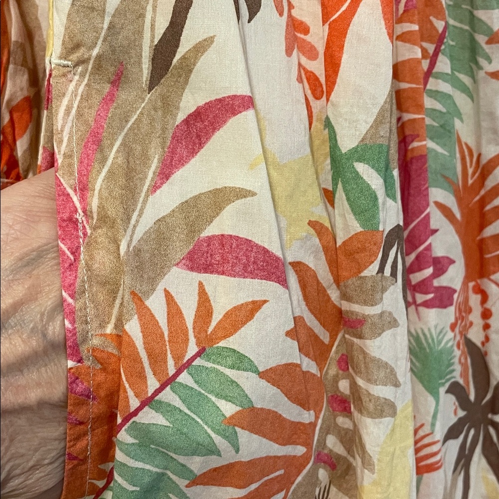 J. McLaughlin Button Front Tiered‎ Midi Dress Tropical Leaf Tybee Printed NWT S - Picture 9 of 11